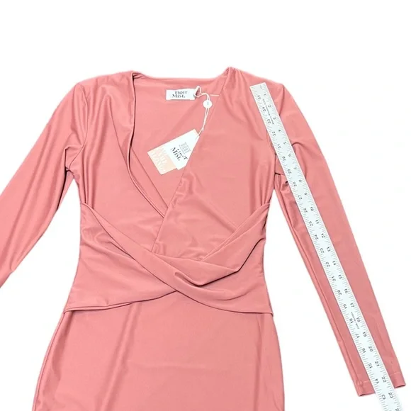 Tiger Mist Long Sleeve Over and Under Dress / Color: Rose / Size: XS - Picture 7 of 7